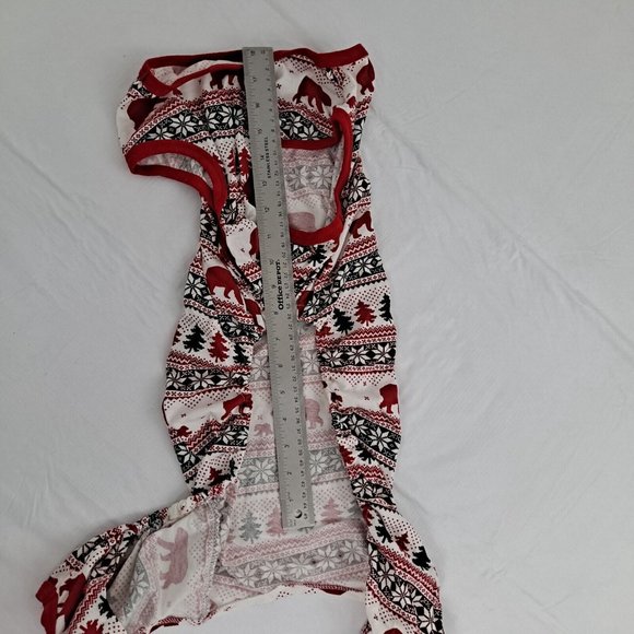 Dog Pajamas Pj's Winter Polar Bear Snowflake Tree Pattern Red Black White Large - Picture 5 of 5